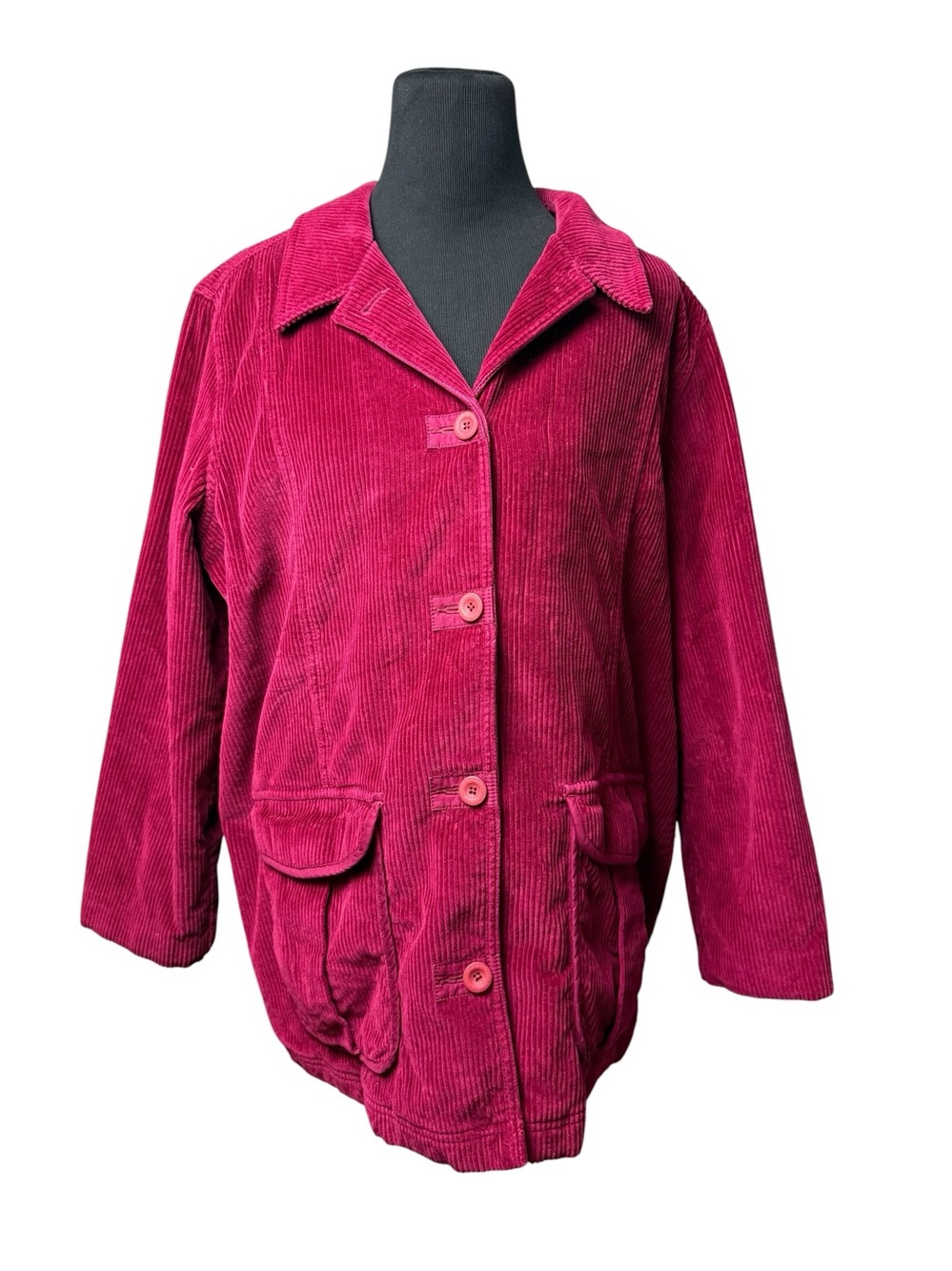 Vintage LL Bean Corduroy Chore Jacket SZ *L Button Front Barn Coat Y2K Magenta